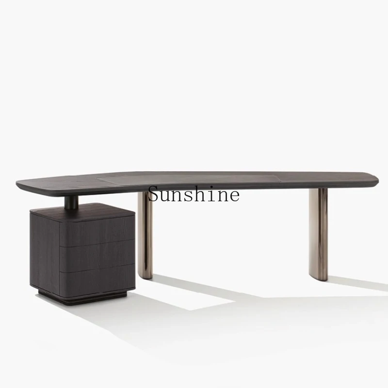 

Italian minimalist solid wood desk boss office large table