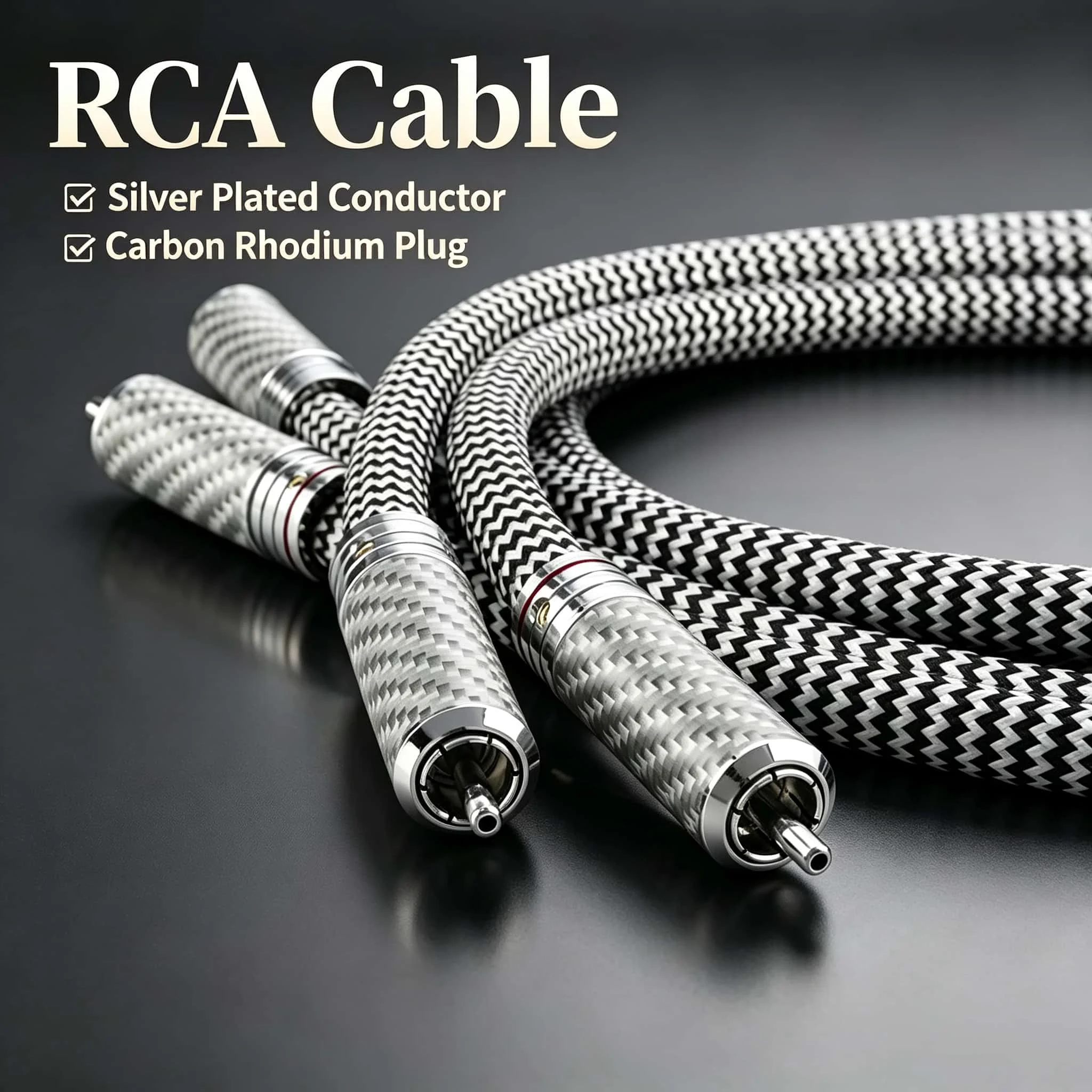 HiFi Audiophile OFC Silver Plated RCA Interconnect Cable 1 Pair Male to Male Hi-End Shielded for Amplifier DAC TV