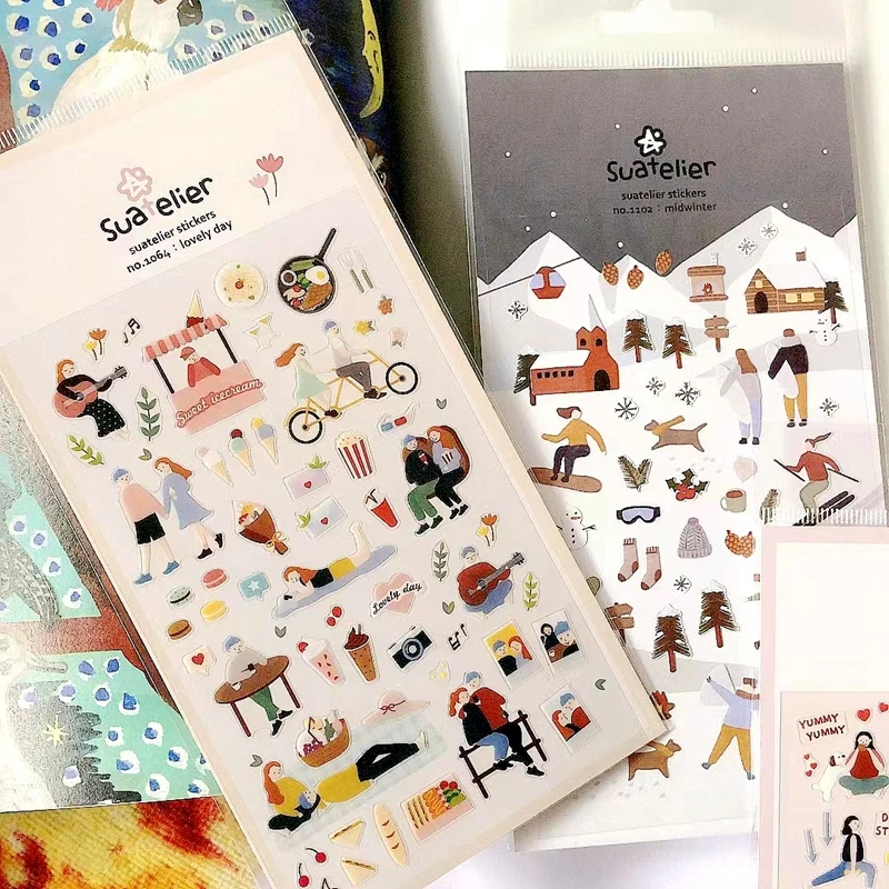 Suatelier Scrapbook-Aufkleber Korea Schreibwaren Junk Journal Tagebuch Deko-Sticker Scrapbooking-Zubehör DIY Fotoalbum-Dekoration – Detail 1