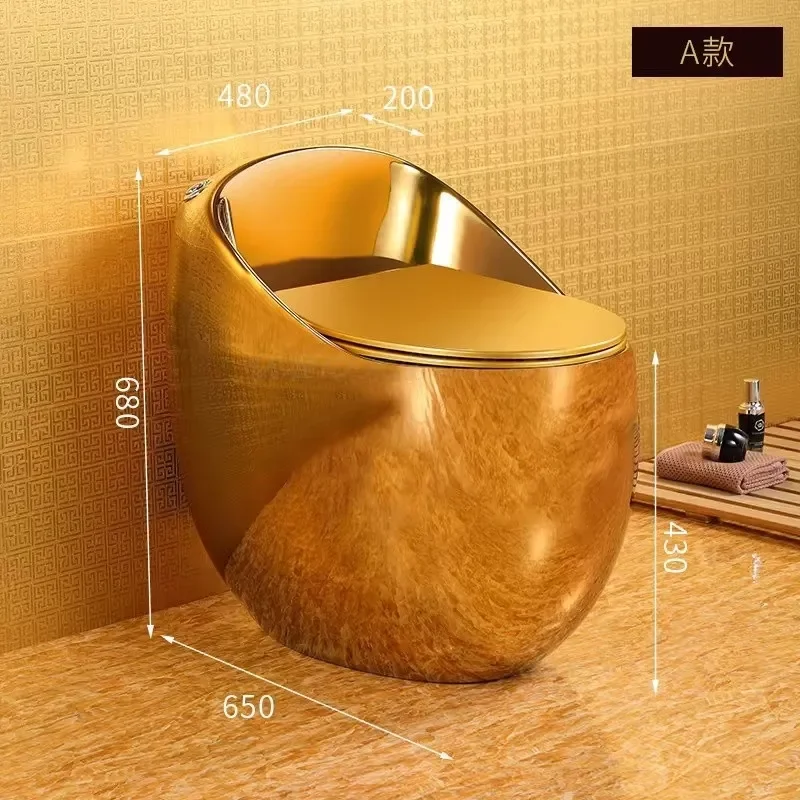 Modern Gold Siphon Toilet Bowl Ceramic One Piece Washdown WC Bathroom Sanitary Ware Wooden Frame Design Mini Egg Shape Export