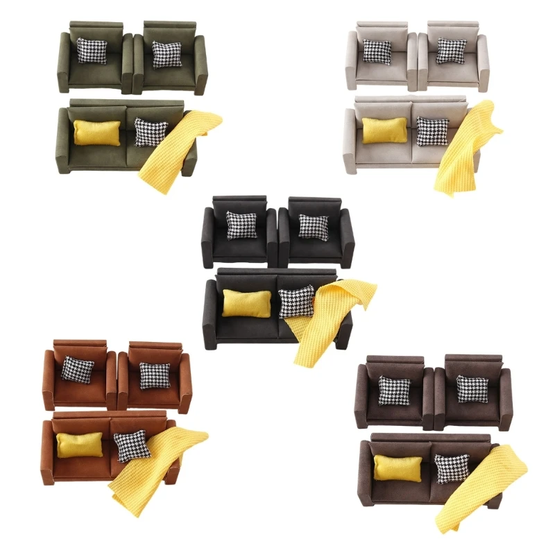 

Detailed Dollhouses Loveseat Sofa 1/12 Scale Wooden Furniture For DIY Display 15UB