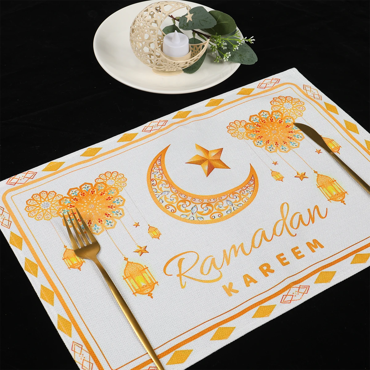 Ramadan Decoration Meal Mat EID Mubarak Decoration 2024 For Home Meal Mat Ramadan Kareem Islamic Muslim Party Eid Al Adha Gifts