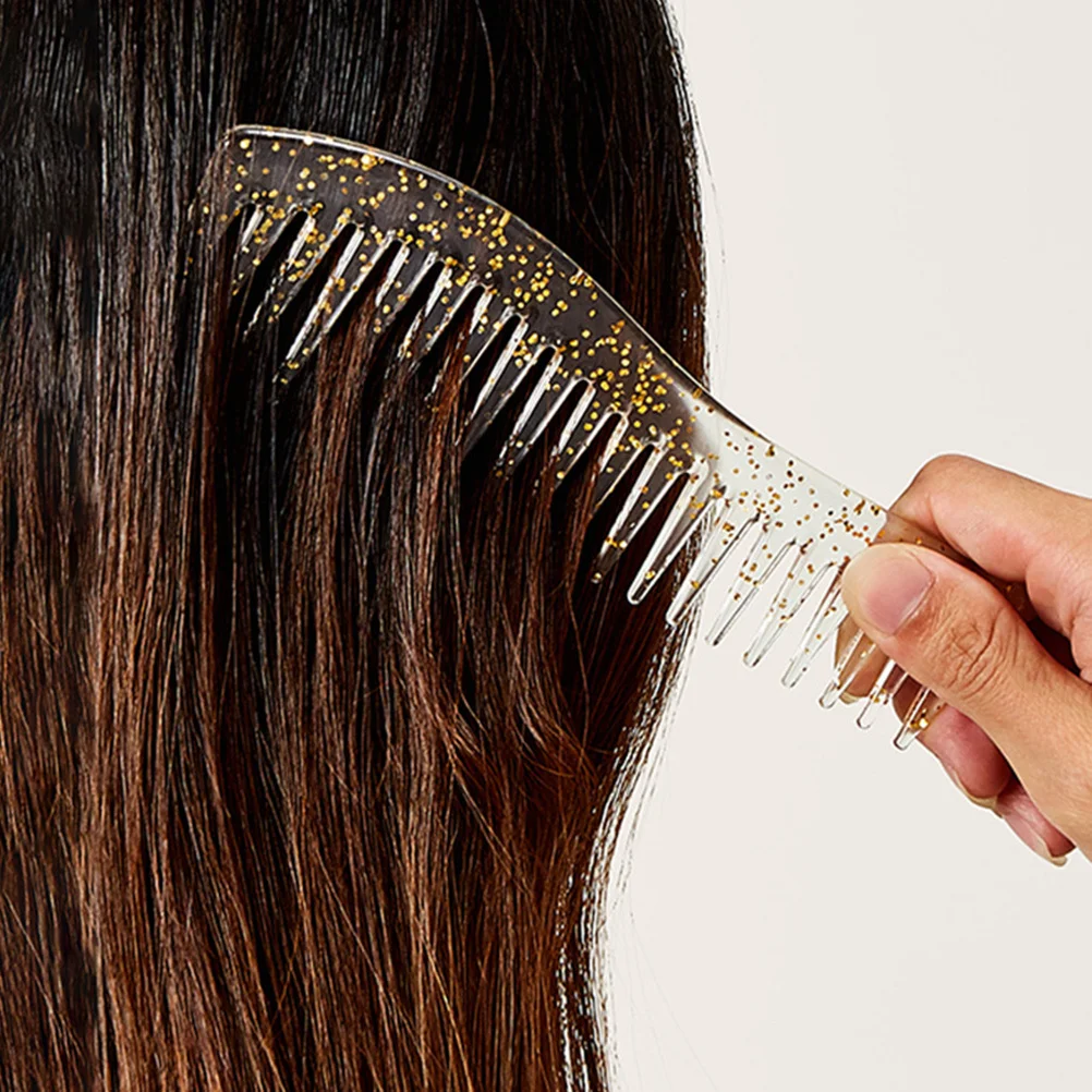 2 قطعة مشط واسع الأسنان مضاد للكهرباء الساكنة للنساء وفك تشابك الشعر السميك والمجعد للاستخدام الرطب مجموعة أمشاط السفر المتينة خفيفة الوزن