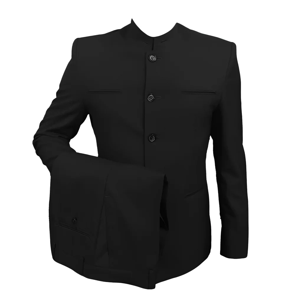 Formal Men's Suit 2 Piece Set Stand Collar Blazer Pants Wedding Groom Tuxedo Oriental Design Dress for Mens
