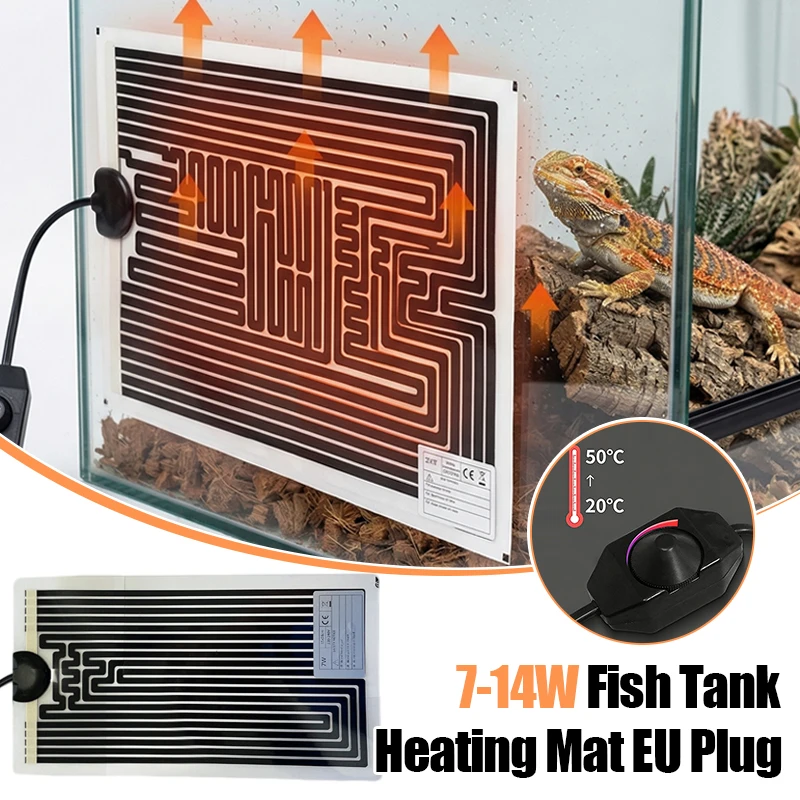 

EU Plug Fish Tank Heating Mat Low Temperature Waterproof Moisture-proof Adjusting Temperature 0-50 For Turtles Snakes Pet Suppl