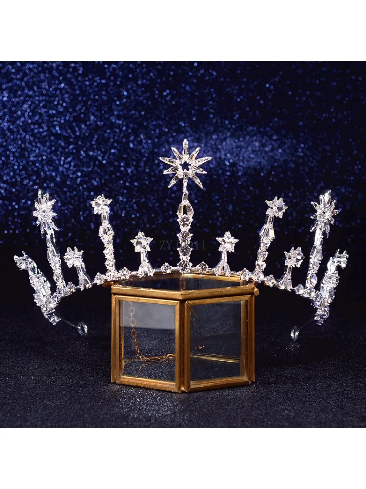 Silver Dream New Bridal Crown Headgear Atmospheric Crown Wedding Dress Accessories