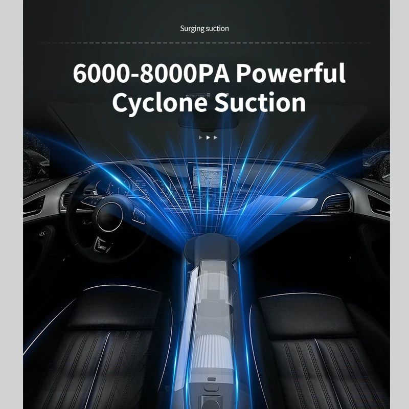 مكنسة كهربائية لاسلكية للسيارة ، شفط إعصار قوي ، شحن محمول باليد ، محمول ، لاسلكي ، صغير ، منزلي ، 8000Pa