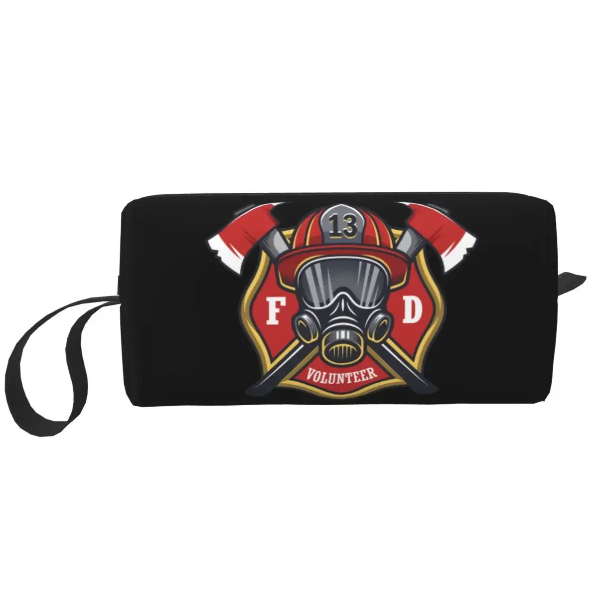 Firefighter Skull Cosmetic Bag Women Cute Large Capacity Fireman Rescue Makeup Case Beauty Storage Toiletry Bags