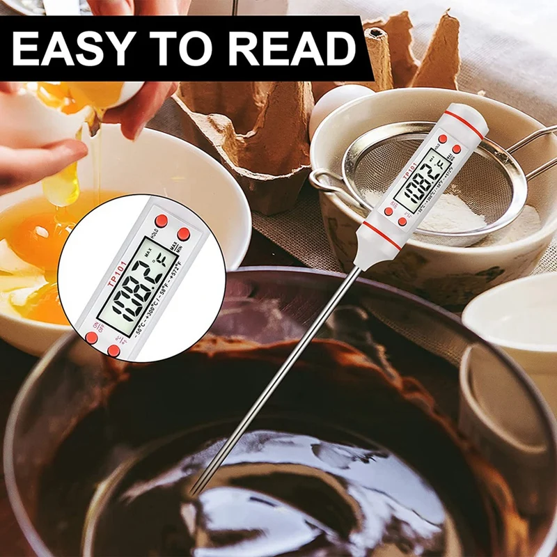 Termômetro de alimentos de cozinha termômetro de carne digital à prova d'água com sonda longa para vela, leite, fritar, assado