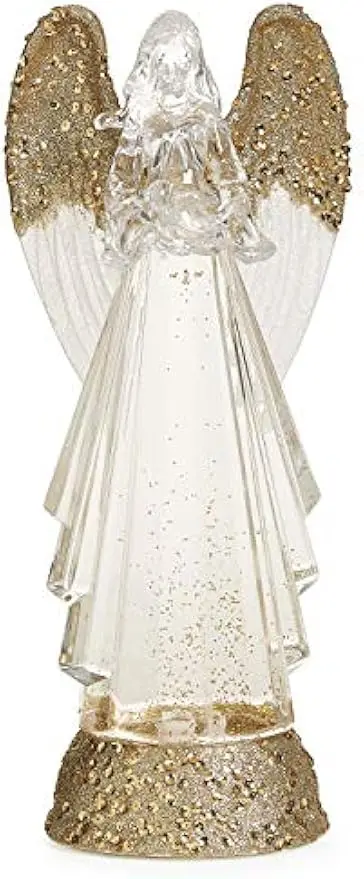 

12,75-дюймовый светодиодный вихревой ангел с золотыми крыльями, USB-рождественское украшение, сверкающий праздничный акцент