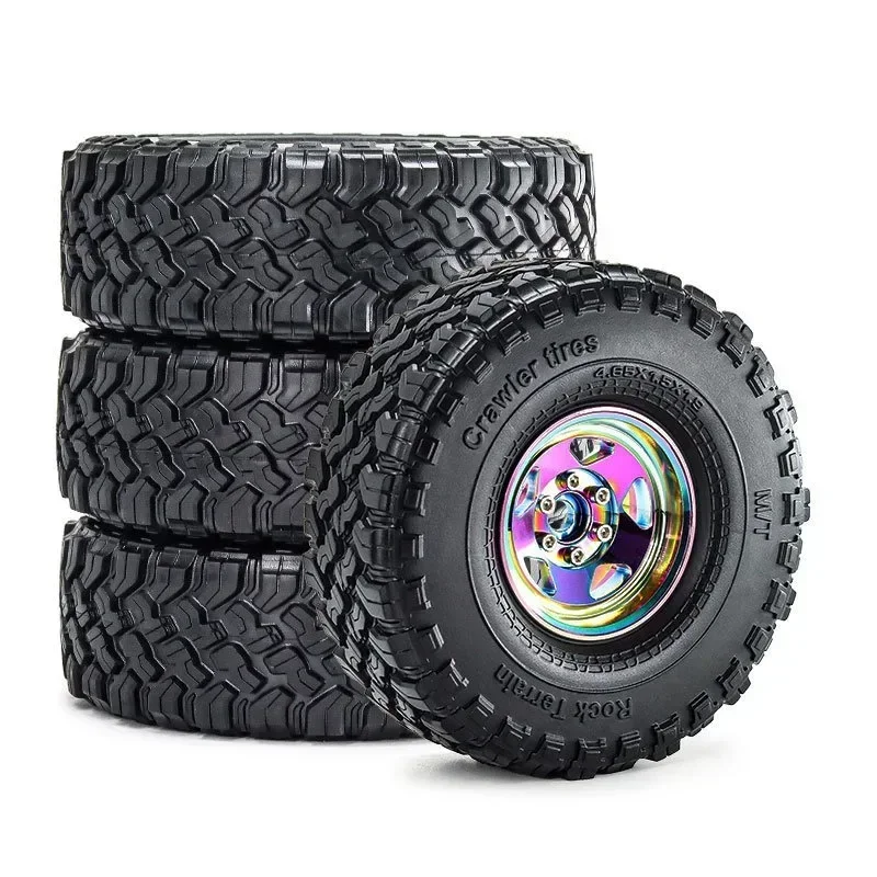 

4pcs 118mm 1.9" Metal Beadlock Wheel Rim Rubber Tire Set for 1/10 RC Crawler Car Trxs TRX4 RC4WD D90 D110 Axial SCX10 MST