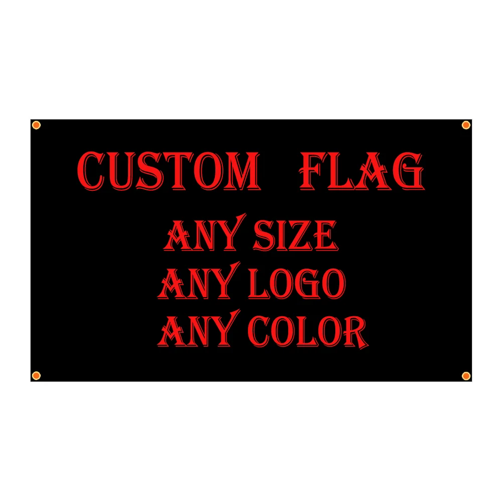 Custom Printed Flag Polyester Shaft Cover Brass Grommets any Design Advertising Banner Decoration Party Sport