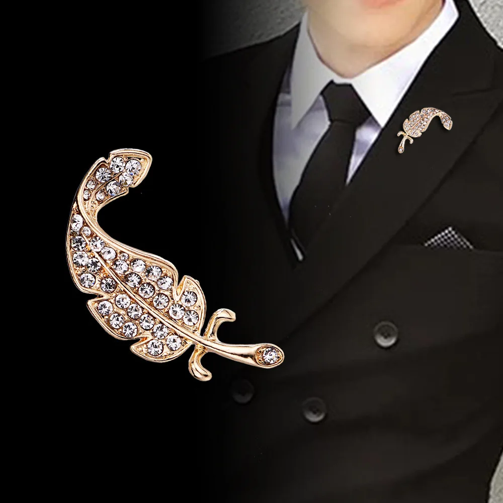 1pc Korean Version of theTrend of Men's Suit Brooch High-Grade Feather Badge Shirt Suit Jacket Accessories Wedding Host Corsage