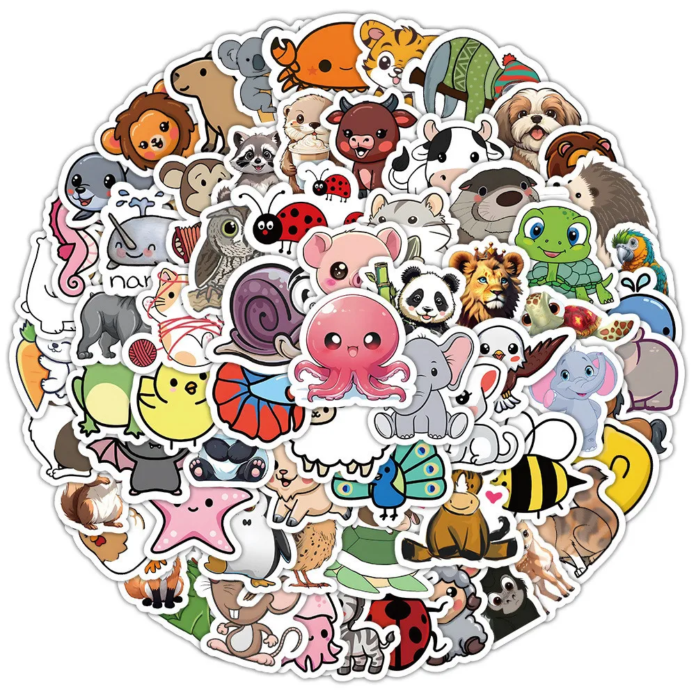 103PCS Cartoon Katze Hamster Panda Kleine Tier Graffiti Aufkleber für Helm Fahrrad Hand Konto Federmäppchen Aufkleber
