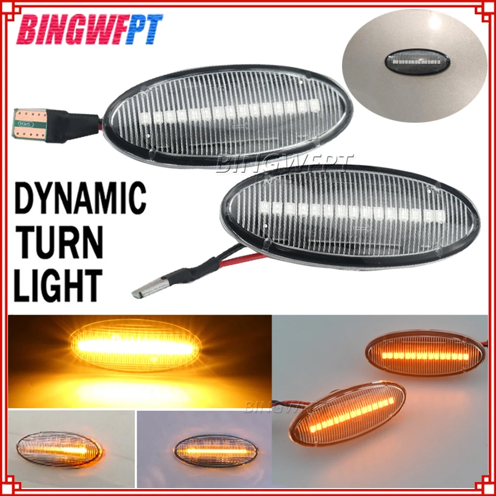 2x Car Dynamic Auto LED Side Marker Turn Signal Light for Nissan Qashqai J10, X-Trail T31, Cube, Juke, Leaf, Micra K13, Note E11