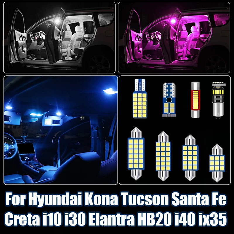 For Hyundai Kona Tucson JM TL NX4 Santa Fe CM DM TM Creta Elantra HD MD N HB20 i10 i30 i40 ix35 Car LED Bulbs Lights Accessories