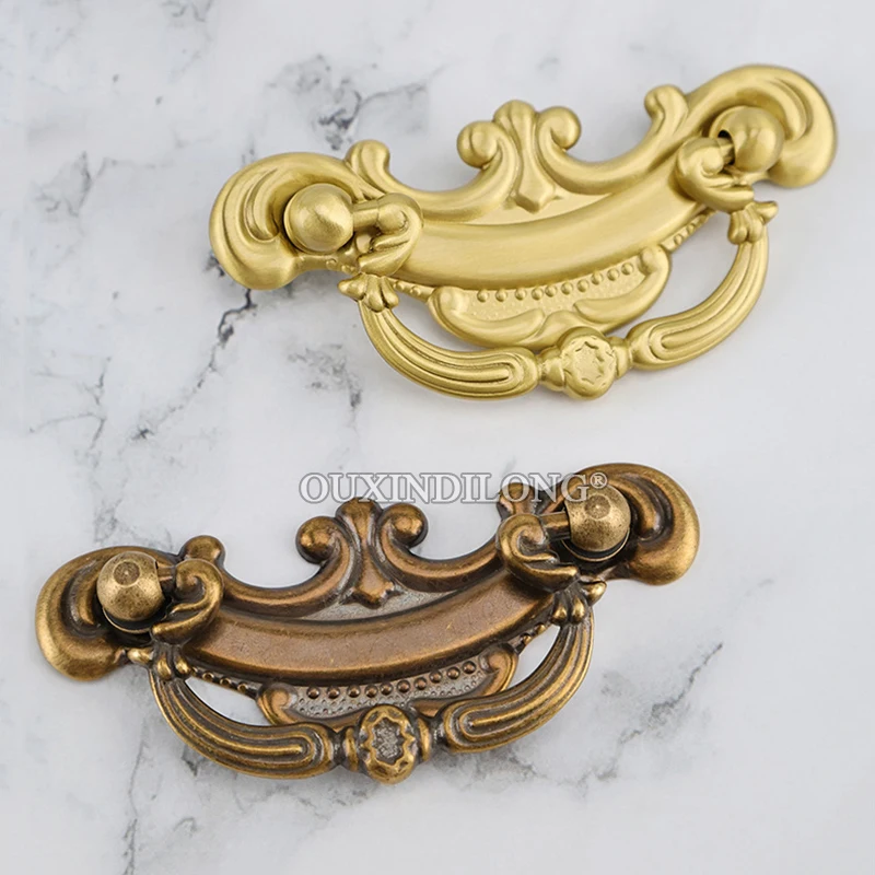 Retro 10PCS Solid Brass Antique Furniture Pulls Handles Drawer Knobs Cupboard Wardrobe Closet Dresser Shoe Cabinet Door Pulls