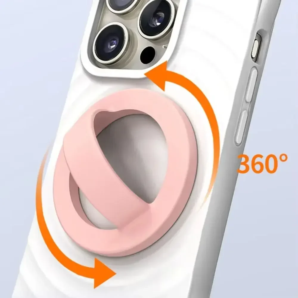 حامل حلقي للهاتف بحزام إصبع ناعم من السيليكون المغناطيسي لهاتف Magsafe IPhone 16 حامل عالمي يدعم Mac Safe Loop Grip Bracket