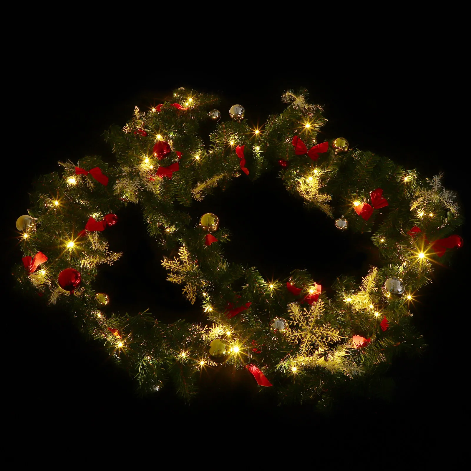 

Warm White Lighted Christmas Garland Artificial Pine Branch Flexible Decor for Home Garden Mall Carnival Holiday Party Wreath