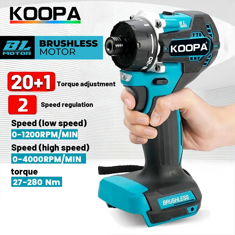Koopa Tool Brushless Cordless Electric Screwdriver Wrench with Torque Adjustable,Compatible With18V Makita Batteries(No Battery)