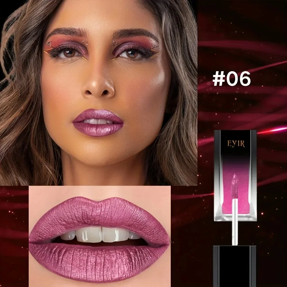 Metallic Mauve Liquid Lipstick 2 In 1 Lip Gloss Eye Shadow High Shine Shimmer Makeup Cosmetic Long Lasting Party Beauty