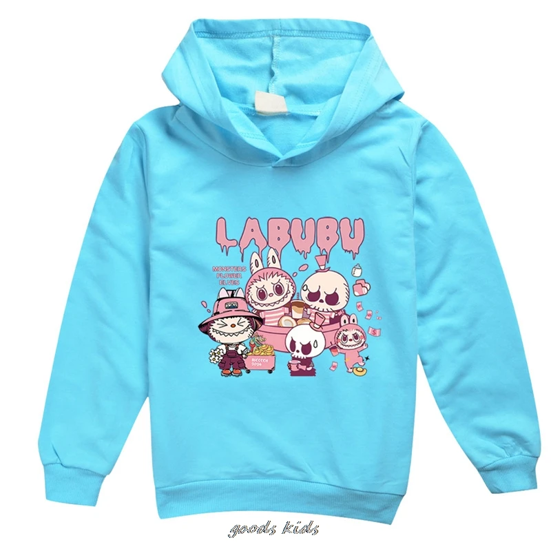 Spring Autumn Cute Labubu Clothes Kids Fashion Hoodies Children's Sweater Toddler Girls Baby Boys Pullover Sweatshirts