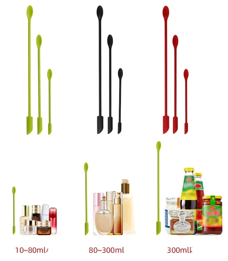 Kosmetikflasche Silikon Mini Schaber Dreiteiliges Set Backen Doppelend Zwei in einem Spatel Marmeladenflasche Schaber Löffel Set – Detail 10