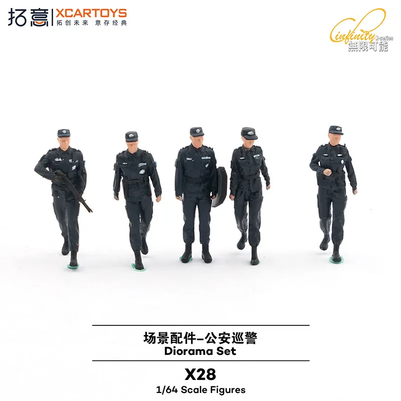 In stock 1:64 scale Hong Kong Public Security Patrol Police scene miniature figure, high-end alloy simulation car model