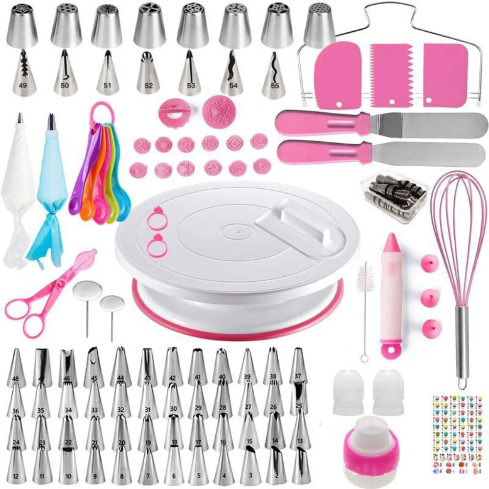 

137Pcs Professional Cake Decorating Tools Kit Creative Easy To Clean Piping Nozzle Piping Bag Set Rust-proof Multi-functional