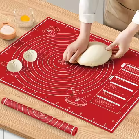 Non-Stick Baking Mat for Pizza &amp; Cakes - Slip-Resistant, Easy Clean Kitchen Tool for Home Bakers and Cooking Enthusiasts, Red