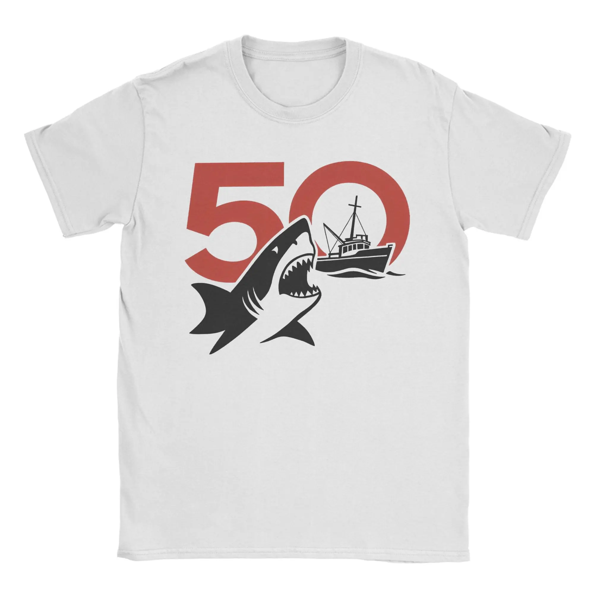 

Men Women Fashion Jaws 50Th Anniversary Movie Tee T Shirt Cotton T-shirts Clothing