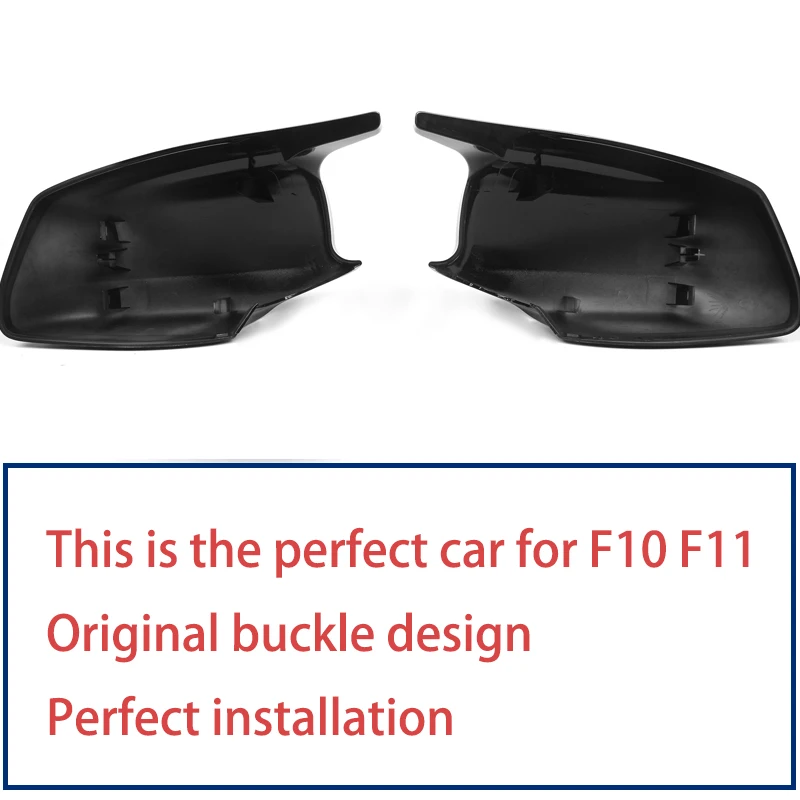 Oxhorn Style Gloss Black Plastic Car Door Wing Side Rearview Mirror Shell Covers For BMW 5 Series F10 F11 Pre-LCI 2010 - 2013