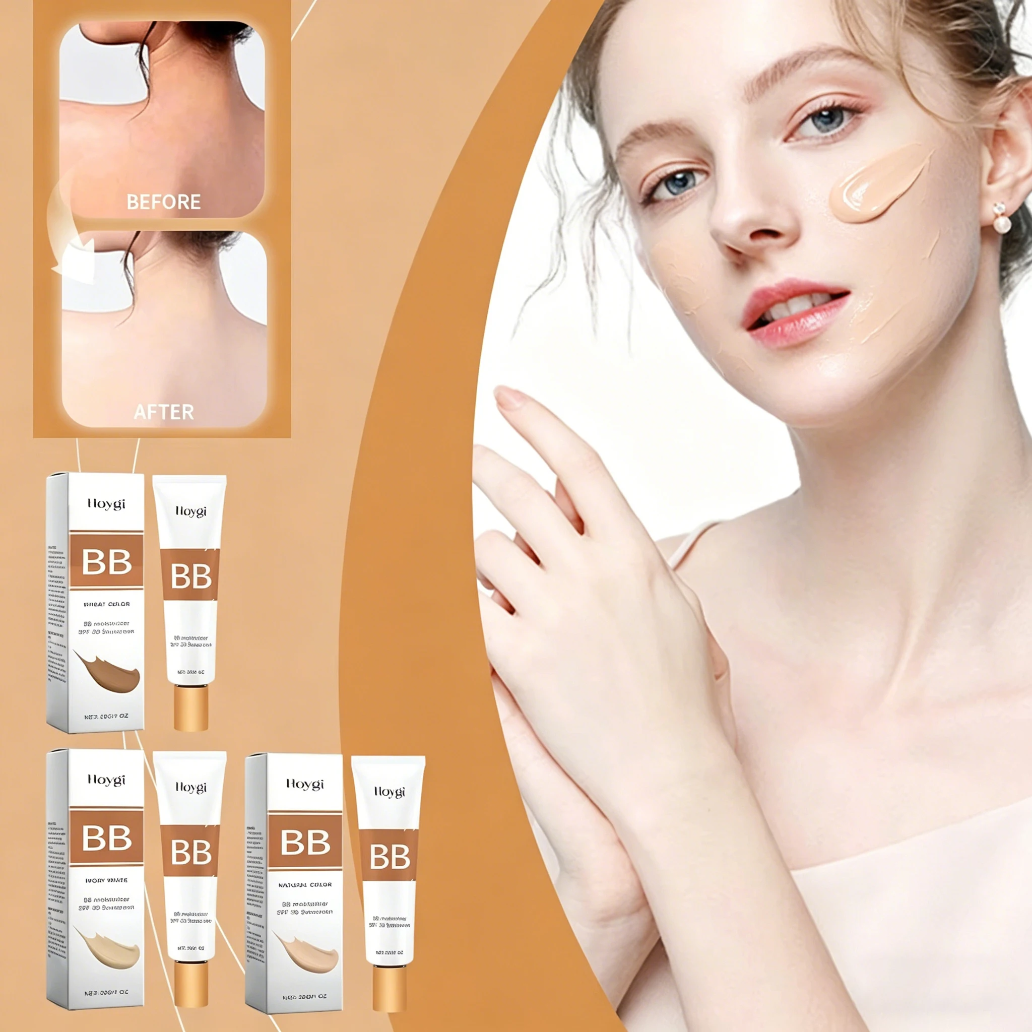 Crema BB Protectora con FPS 30, Cobertura Total, No Comedogénica, Sin Fragancia, para un Brillo Natural, Base Hidratante para el Rostro, para Todo Tipo de Piel
