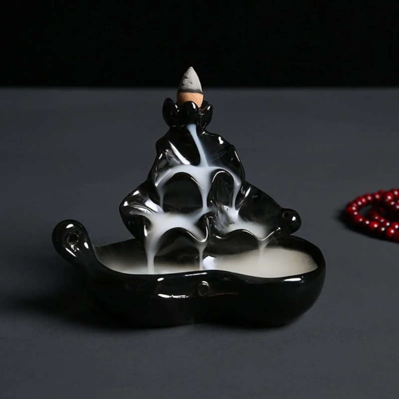 Backflow Ceramic Handicrafts Stone Grinding Aromatherapy Burner  Backflow Smoke Incense Road Alpine Flowing Water Ornament