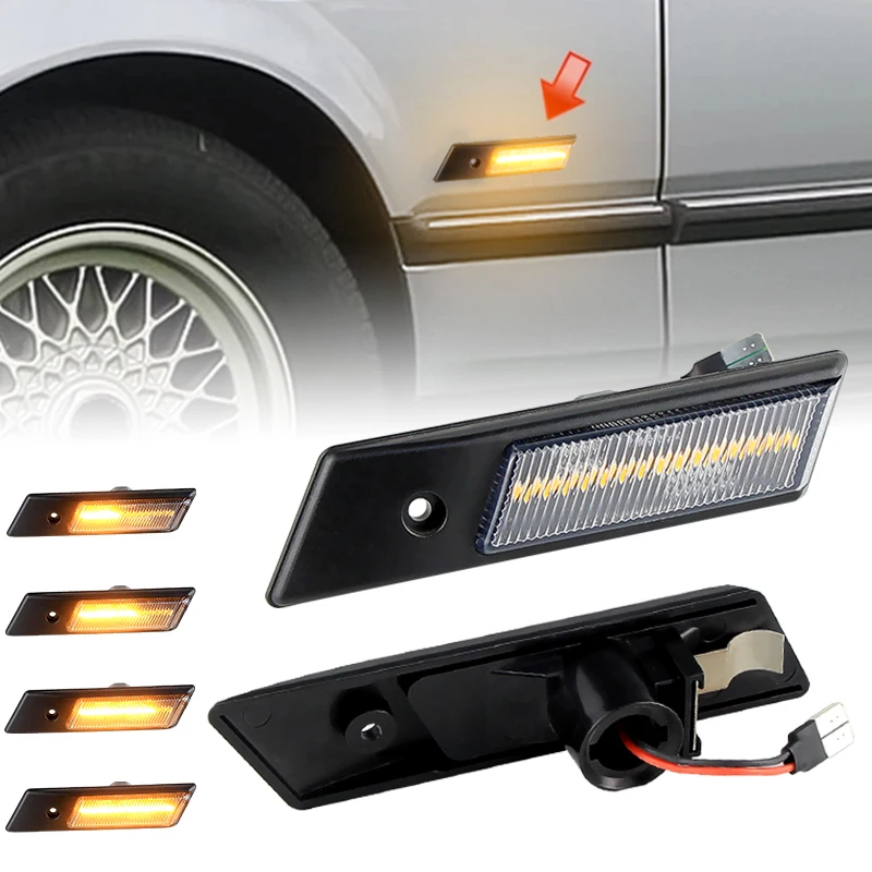 

Автомобильный светодиодный мигающий последовательный динамический указатель поворота, боковой габаритный фонарь для BMW E30 E32 E34 E36, светодиодный фонарь 1990-1996 M3 M5 3 5 7 серии