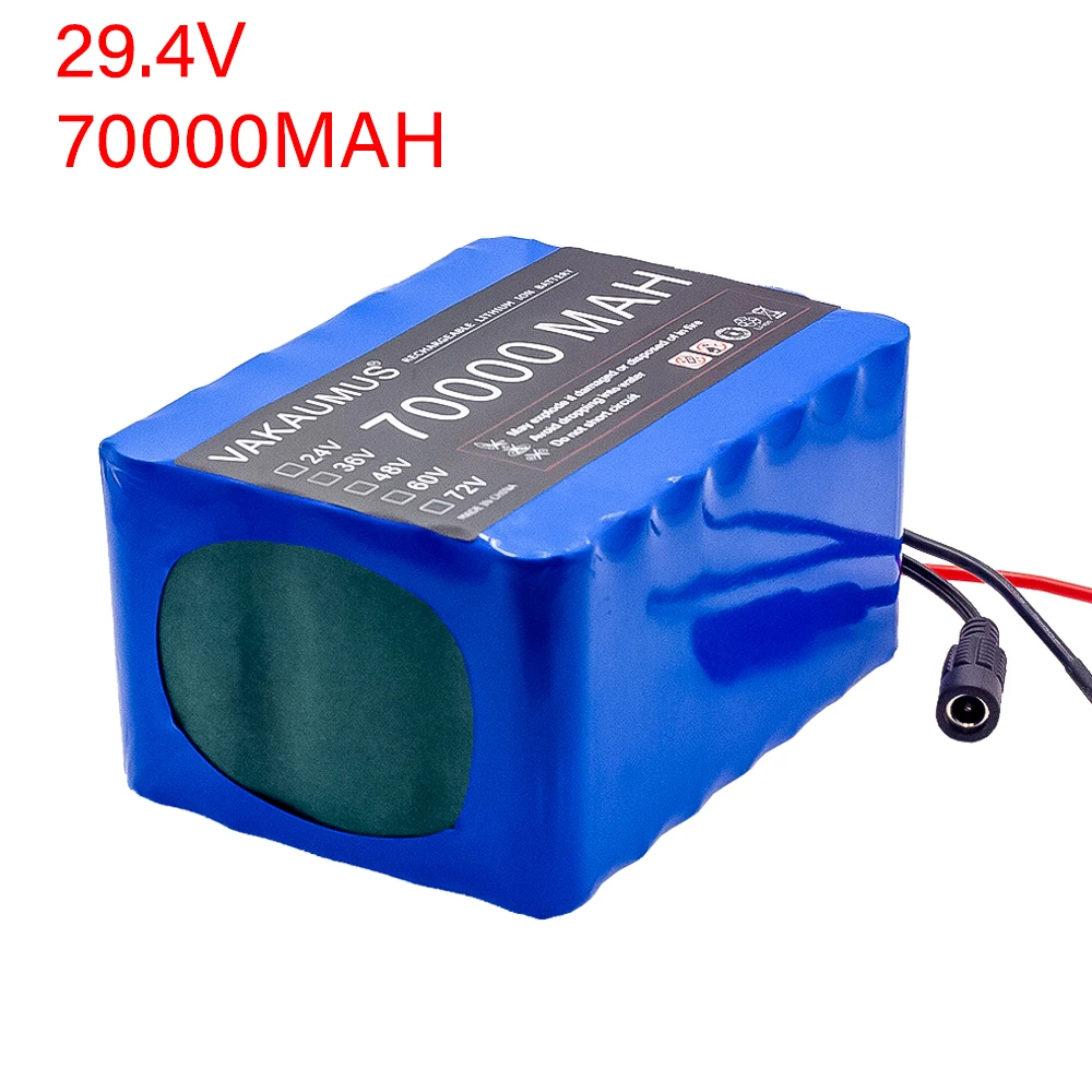 7S6P 24V 70000mAh 18650 Li-ion Rechargeable Battery Pack for Electric Device Vehicle with BMS Optional Interface+29.2V charger