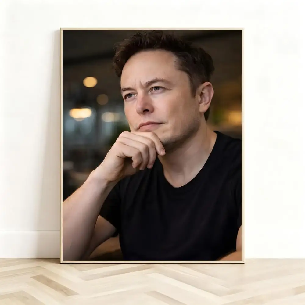 Innovative Entrepreneur E-Elon Musk Poster Classic Self-Adhesive PP Wall Sticker for Living Room Bar Decor Gift