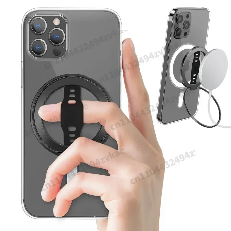EWA Compatible with MagSafe Wireless Charging Phone Grip Stand with Silicone Finger Strap Removable Magnetic Ring Holder