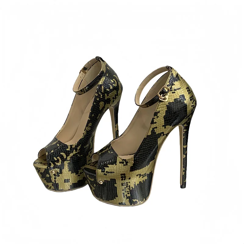 

Сексуальная вечерняя обувь с открытым носком на платформе 16 см, летние черные, зеленые женские туфли на высоком каблуке, большие размеры 42 на шпильке Mujer