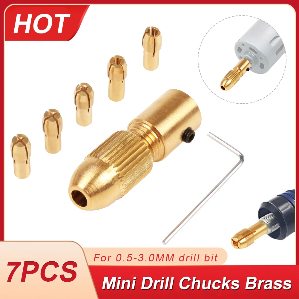 

VIP 2.35/3.17mm Brass Dremel Collet Mini Drill Chucks for 0.5-3.0MM Drill Bit Tools Accessories Tool Drill Chuck Adapter 7pcs