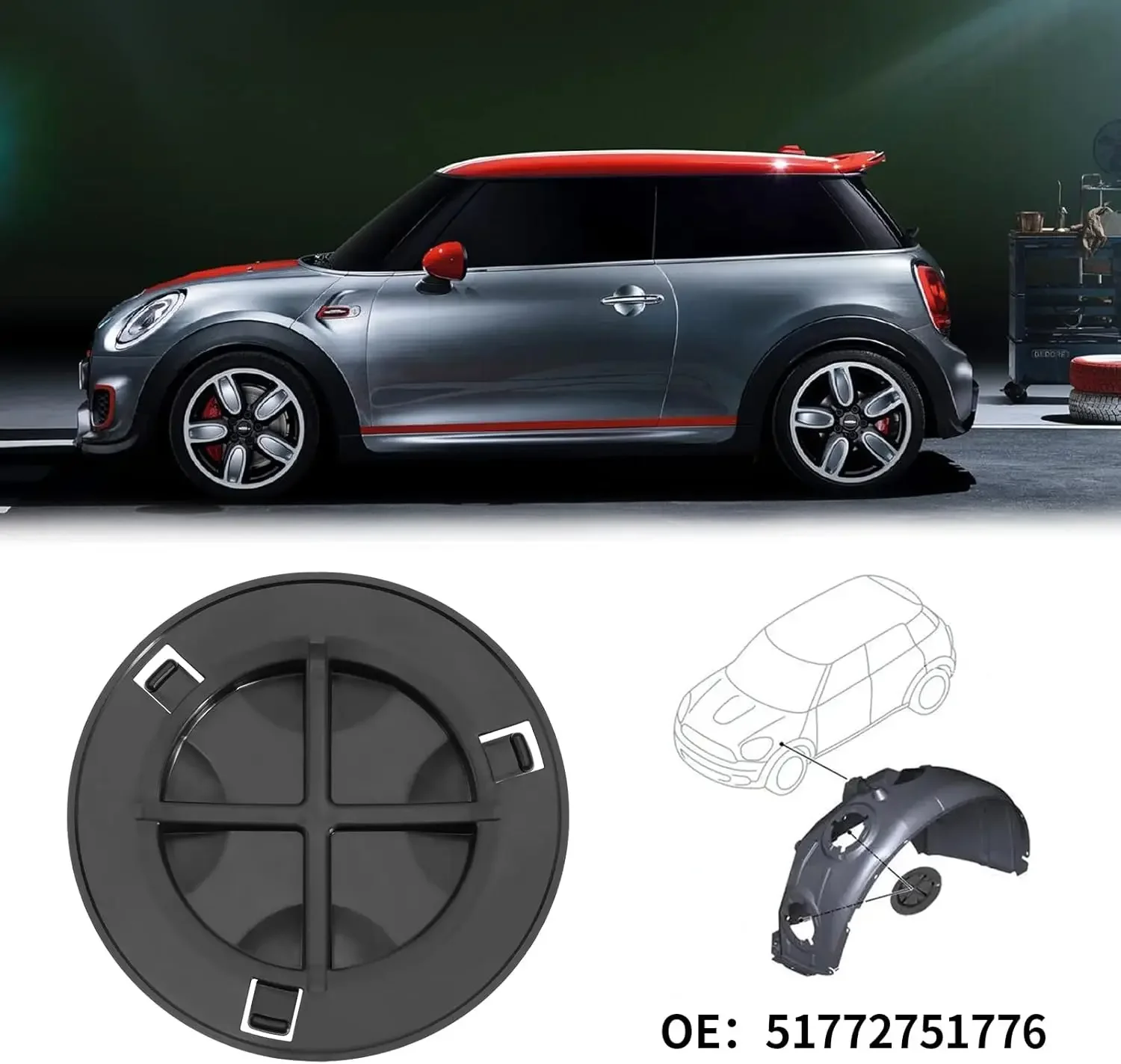 Car Front Wheel Arch Headlight Access Cover for BMW Mini R60 R56 F56 R55 F55 Lining Bulb Cap Mudguard Cover 51772751776 2751776