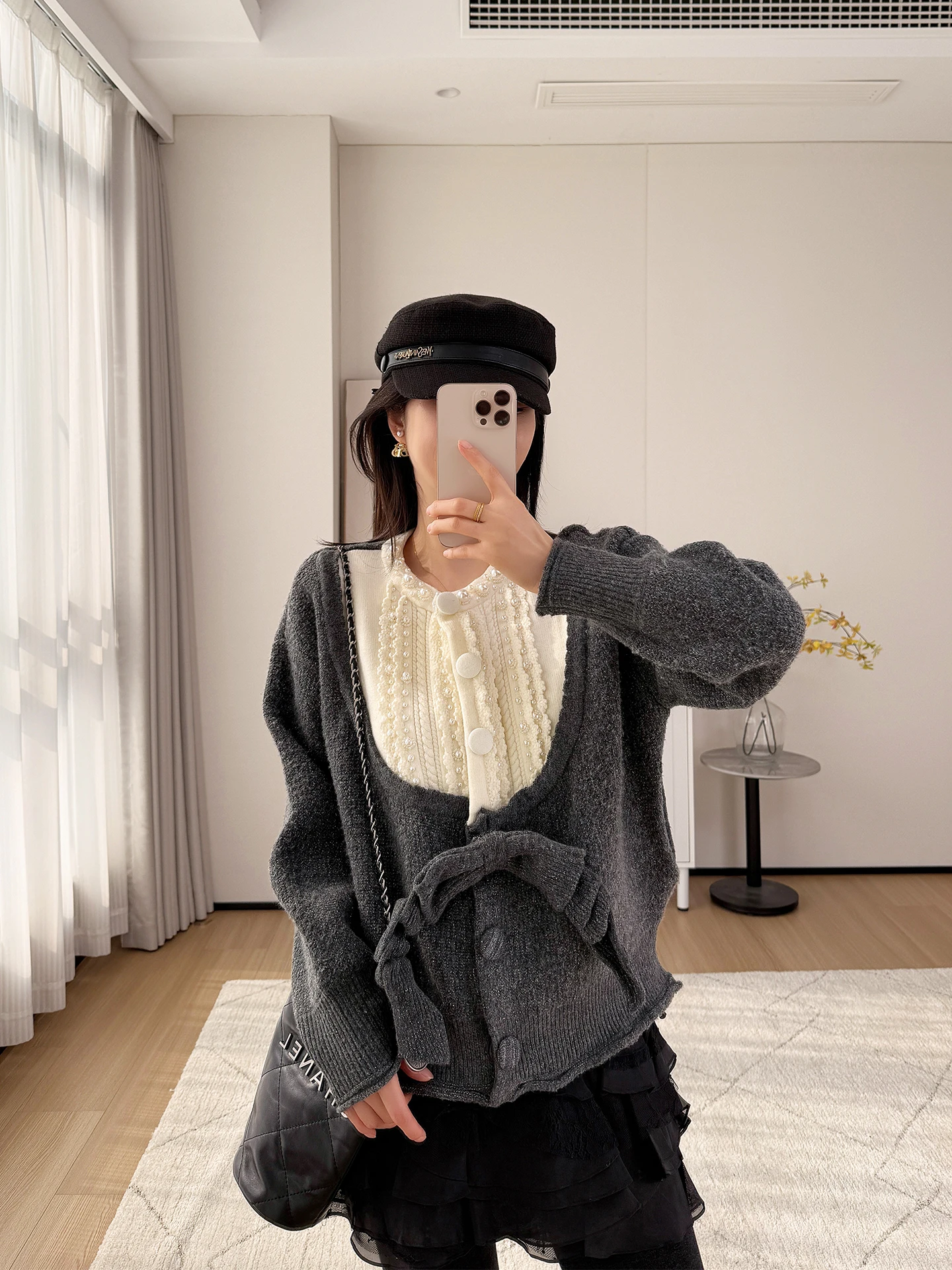 

Detachable Large Bow Tie Ne Diamond Decorated Woolen Knitted Sweater Women's round Ne Long Sve Casual Sle Faionable