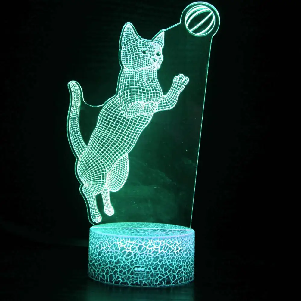 Nighdn Cat 3D Lamp LED Night Light 7 Color Changing USB Acrylic Table Lamp Room Decor Kids Baby Birthday Gift Child Nightlight