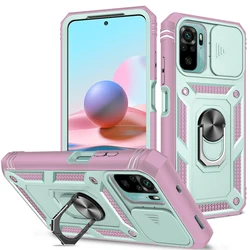 Slide Camera Lens Case Voor Xiaomi Redmi Note 10pro NOTE10 4G Redmi 9c 10 4G 360 Graden Draaien kickstand Stevige Shockproof Cover