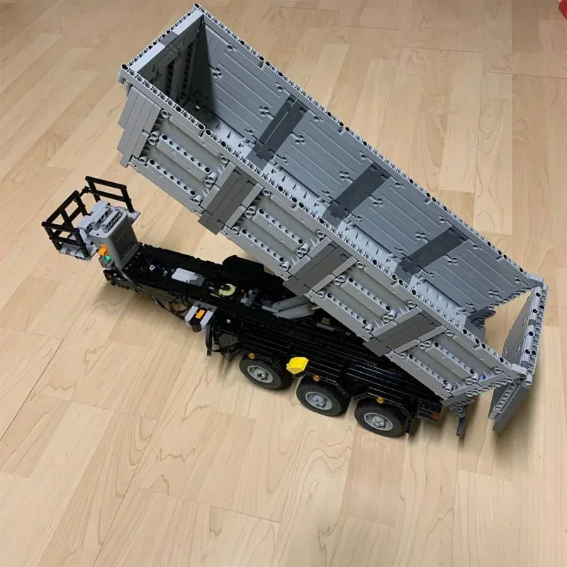 MOC- 160561   Dump elétrico semi reboque 6x6 montagem emenda bloco de construção modelo 1964 peças bloco de construção crianças brinquedo presente