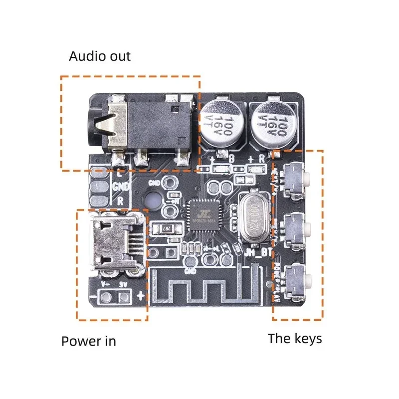 Печатная плата с кнопками Версия 5,0 3,5 стерео выход Bluetooth аудио приемник