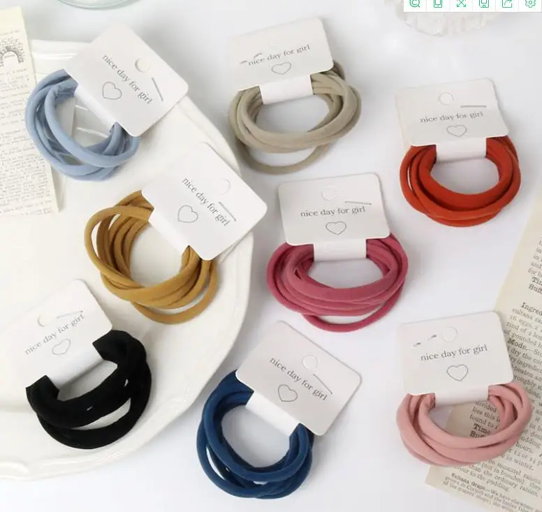 6pcs New Sweet Hot Selling Solid Color Rubber Hair Bands for Women Girl Child Hair Accessories Headwear Wholesale