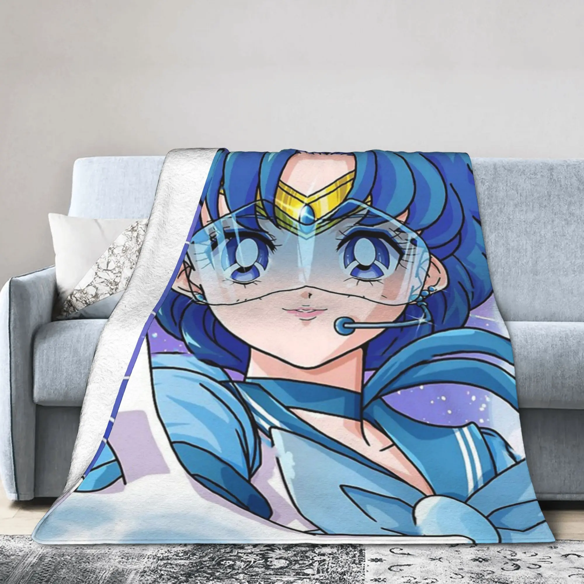 Sailors Mercury Blankets Velvet Summer Air Conditioning Sailors Moons Multi-function  Thin Throw Blanket for Bed Couch Rug Piece