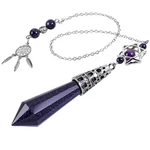 Natural Crystal Hexagonal Column Stone Dowsing Reiki Energy Pendant Pendulum Catcher Dream Star Charm Bead Chain Pendulo Jewelry