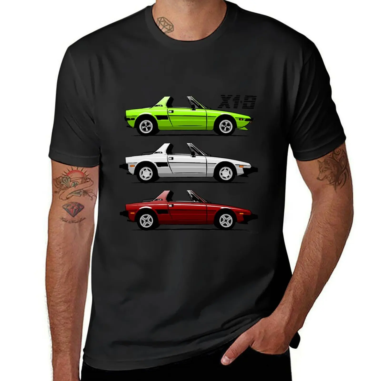 Fiat X1/9 z otwartym dachem t-shirt koreański moda anime duże i wysokie koszulki męskie